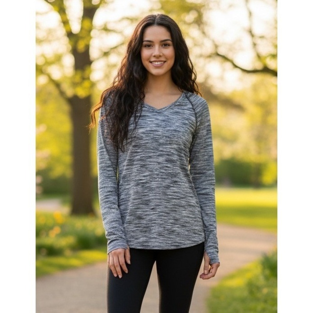 RBX Performance Top Women's Size M Heather Gray Long Sleeve Workout Activewear